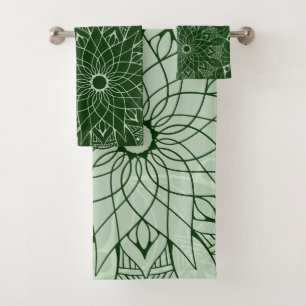 Monochrome grüne Mandala Badetücher Set