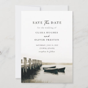 Monochrome Hafen Dock Cape Cod Serif Hochzeit Save The Date