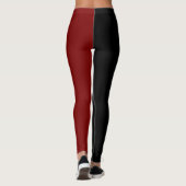 Monochrome Half Schwarz Halbwine Rotes Halloween Leggings (Rückseite)