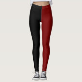 Monochrome Half Schwarz Halbwine Rotes Halloween Leggings (Vorderseite)