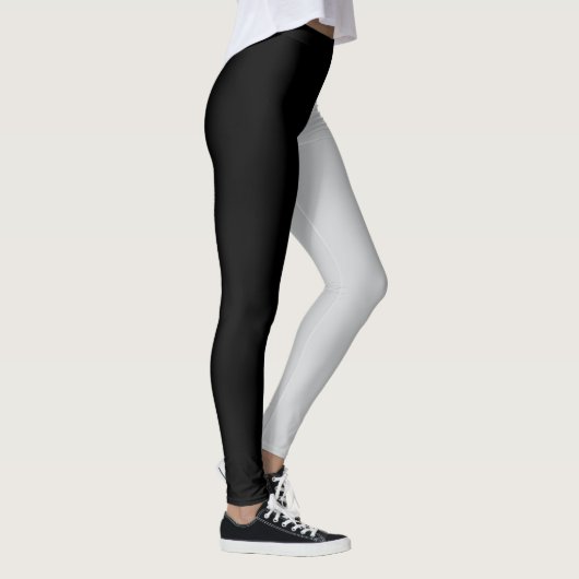 Monochrome Half Schwarz Half Dunkelgrau Halloween Leggings (Rechts)