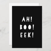 Monochrome Halloween-Einladung | AH BOO EEK! Einladung (Vorne/Hinten)