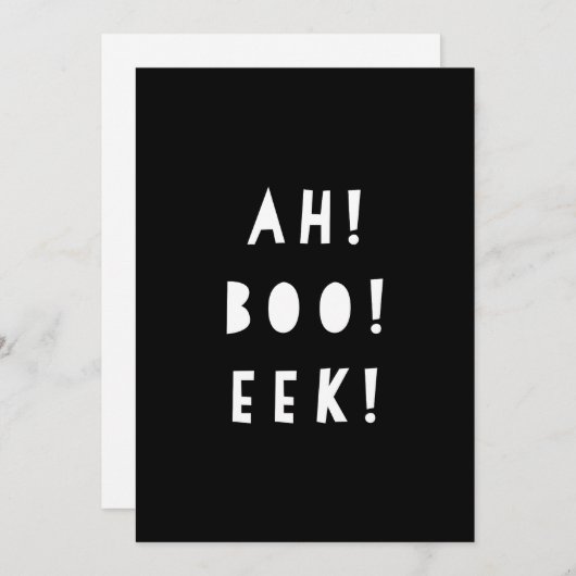 Monochrome Halloween-Einladung | AH BOO EEK! Einladung (Vorne/Hinten)