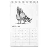 Monochrome handgezogene Tiere Kalender (Feb 2027)