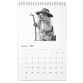 Monochrome handgezogene Tiere Kalender (Jan 2027)