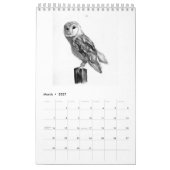 Monochrome handgezogene Tiere Kalender (Mär 2027)