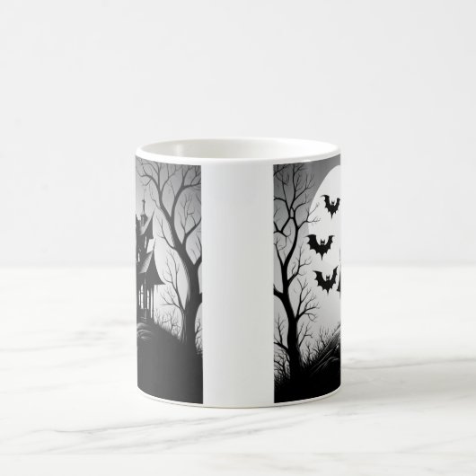 Monochrome Haunted House Mug Kaffeetasse (Mittel)