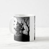 Monochrome Haunted House Mug Kaffeetasse (Vorderseite Links)