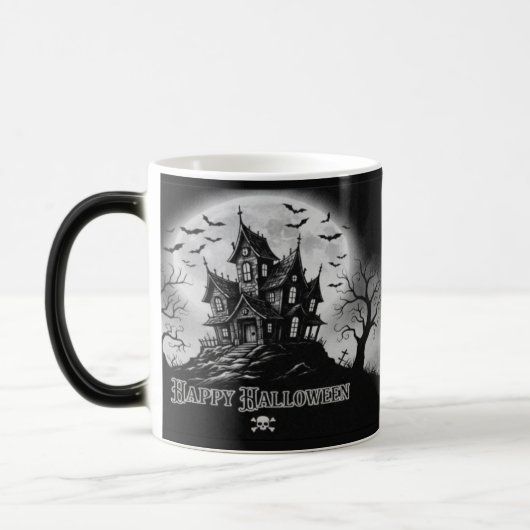 Monochrome Haunted House Mug Verwandlungstasse (Links)