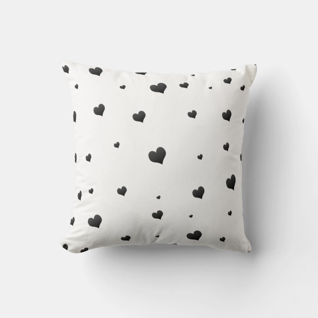 Monochrome Herz Minimalistische Liebe Kissen (Vorderseite)