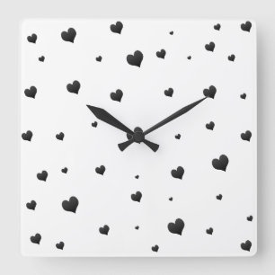 Monochrome Herz Minimalistische Liebe Quadratische Wanduhr