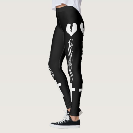 Monochrome Herzkreuze Leggings (Links)