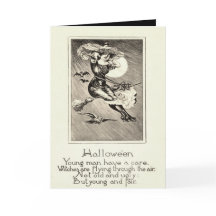 Monochrome Hexe fliegt Besen Eule Fledermaus Vollm