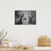 Monochrome Hexenkatze Bat Night Cauldron Black Cat Poster (Küche)