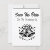 Monochrome Hochzeitsglocken Save the Date (Vorderseite)