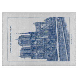 Monochrome Indigo Blue Retro Notre Dame de Paris Schneidebrett