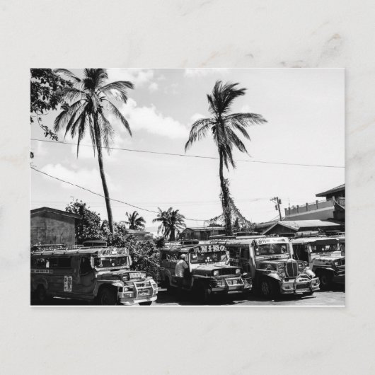 Monochrome Jeepneys Postcard Postkarte (Vorderseite)