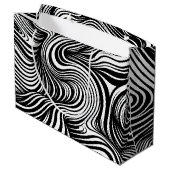Monochrome Kaleidoskop Große Geschenktüte (Rückseite Schrägansicht)