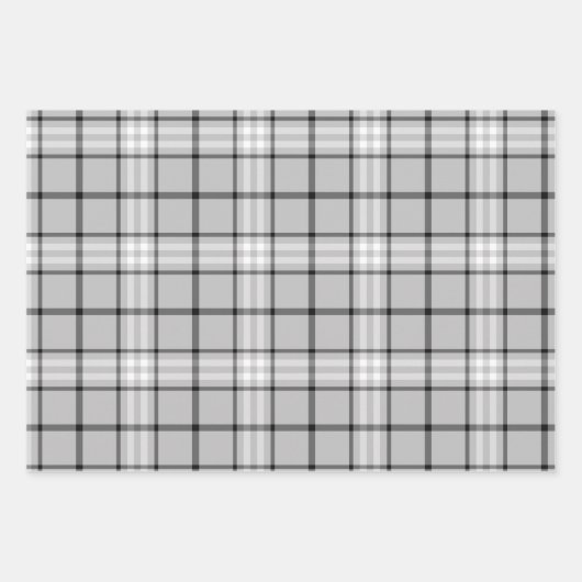 Monochrome Karierte Tartan-Muster Geschenkpapier Set (Vorderseite 2)
