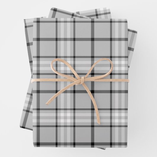 Monochrome Karierte Tartan-Muster Geschenkpapier Set (Beispiel)