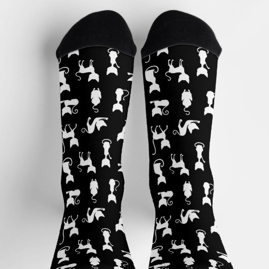 Monochrome Katzen Socken (Oben)