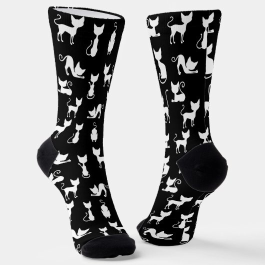 Monochrome Katzen Socken (Gewinkelt)