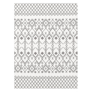 Monochrome Kilim: marokkanische Tribal Texture Art Tischdecke