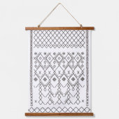 Monochrome Kilim: marokkanische Tribal Texture Art Wandteppich Mit Holzrahmen (Vorderseite)