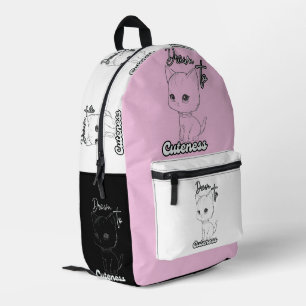 Monochrome Kitten mit spielerischen Vibes Bedruckter Rucksack