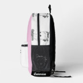 Monochrome Kitten mit spielerischen Vibes Bedruckter Rucksack (Rechts)