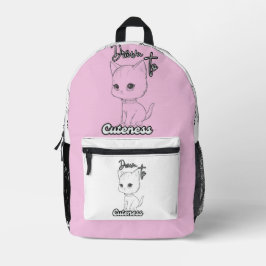 Monochrome Kitten mit spielerischen Vibes Bedruckter Rucksack