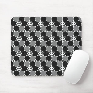 Monochrome Kreise: Abstrakt Schwarz-weiß und grau, Mousepad