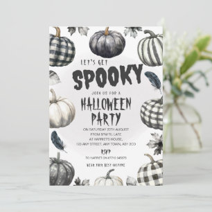 Monochrome Kürbisse Halloween-Party-Einladung Einladung