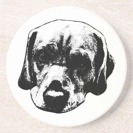 Monochrome Labrador-Nah-Up-Untersetzer Getränkeuntersetzer (Vorne)