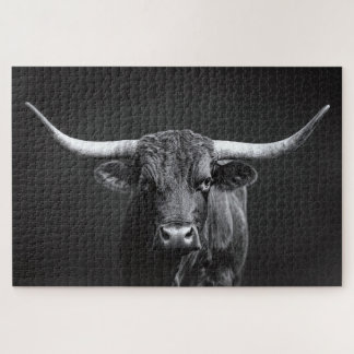 Monochrome Langhorn-Steerrinder Puzzle