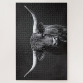 Monochrome Langhorn-Steerrinder Puzzle (Vertikal)