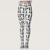 Monochrome Leggings - Schwarze Katzen (Vorderseite)