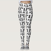 Monochrome Leggings - Schwarze Katzen