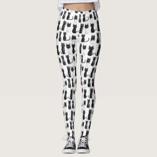 Monochrome Leggings - Schwarze Katzen