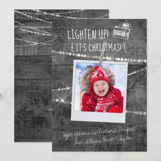 Monochrome Lighten Up! Weihnachtskarte (Vorne/Hinten)