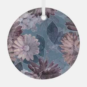 Monochrome Lila: Floral Watercolor Nahtlos Ornament Aus Glas