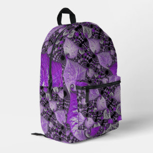 Monochrome lila Fraktal-Kunst Bedruckter Rucksack