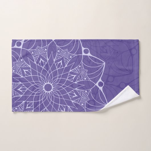Monochrome Lila Mandala Badetücher Set (Handtuch)