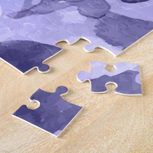 Monochrome Lila und Mauve-Aquarellblume Puzzle (Seite)