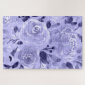 Monochrome Lila und Mauve-Aquarellblume Puzzle (Horizontal)