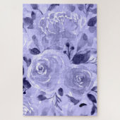 Monochrome Lila und Mauve-Aquarellblume Puzzle (Vertikal)