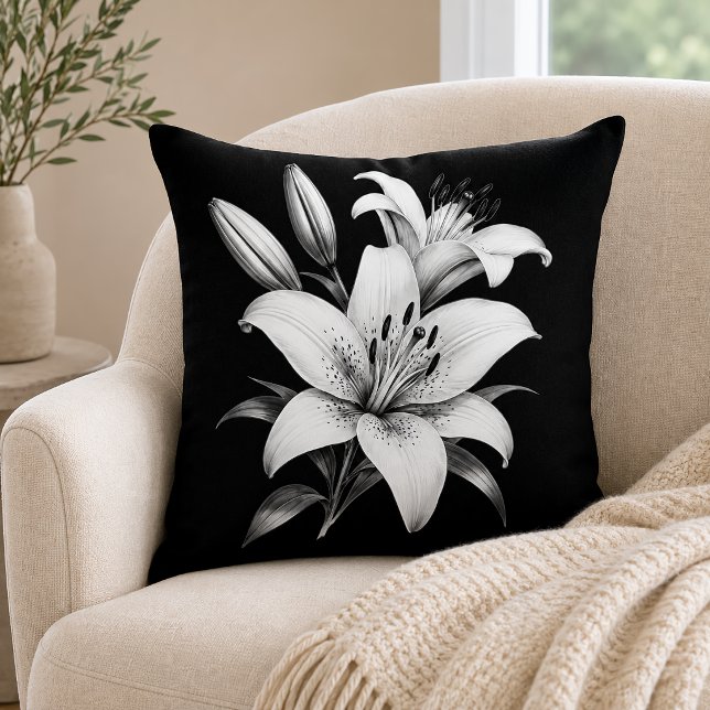 Monochrome Lilie Kissen (Von Creator hochgeladen)