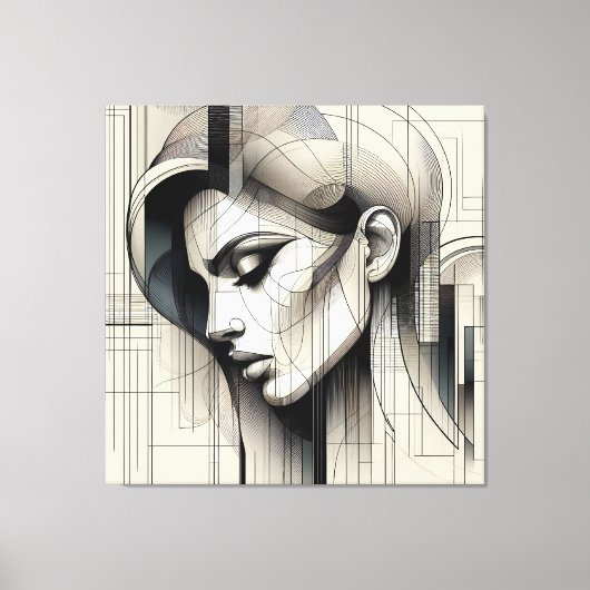 Monochrome Line Portrait Leinwanddruck (Vorderseite)
