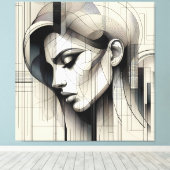 Monochrome Line Portrait Leinwanddruck (Insitu (Holzboden))