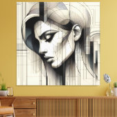 Monochrome Line Portrait Leinwanddruck (Insitu (Wohnzimmer))
